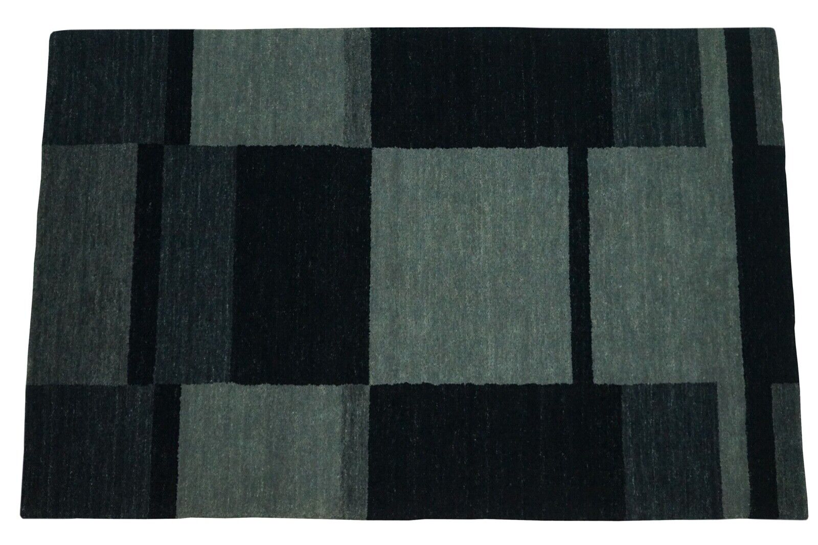 Teppich Grau Schwarz 100% Wolle Handgewebt 124x184 cm Orientteppich Lori Lr437