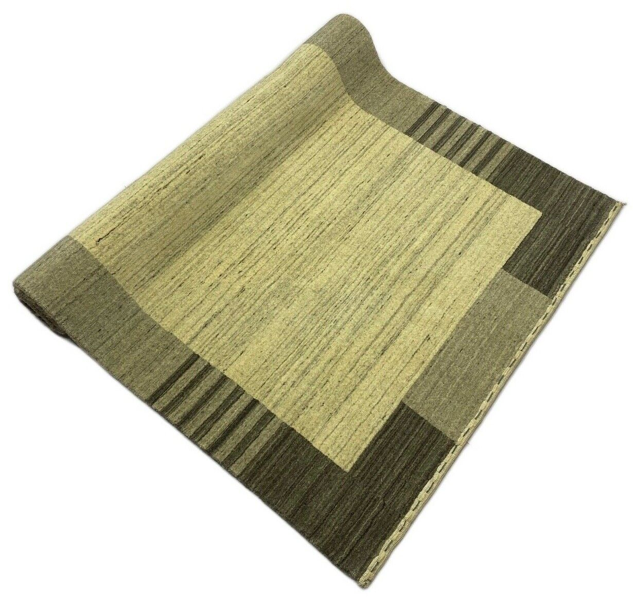 Teppich 100% Wolle Grau Beige lori Handgewebt 120x187 cm Naturwolle S122