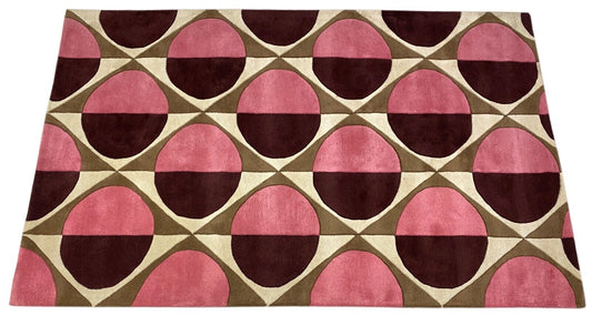 Orientteppich Rosa Schwarz Beige 100% Wolle Teppich Handgetuftet 150X240 CM D129