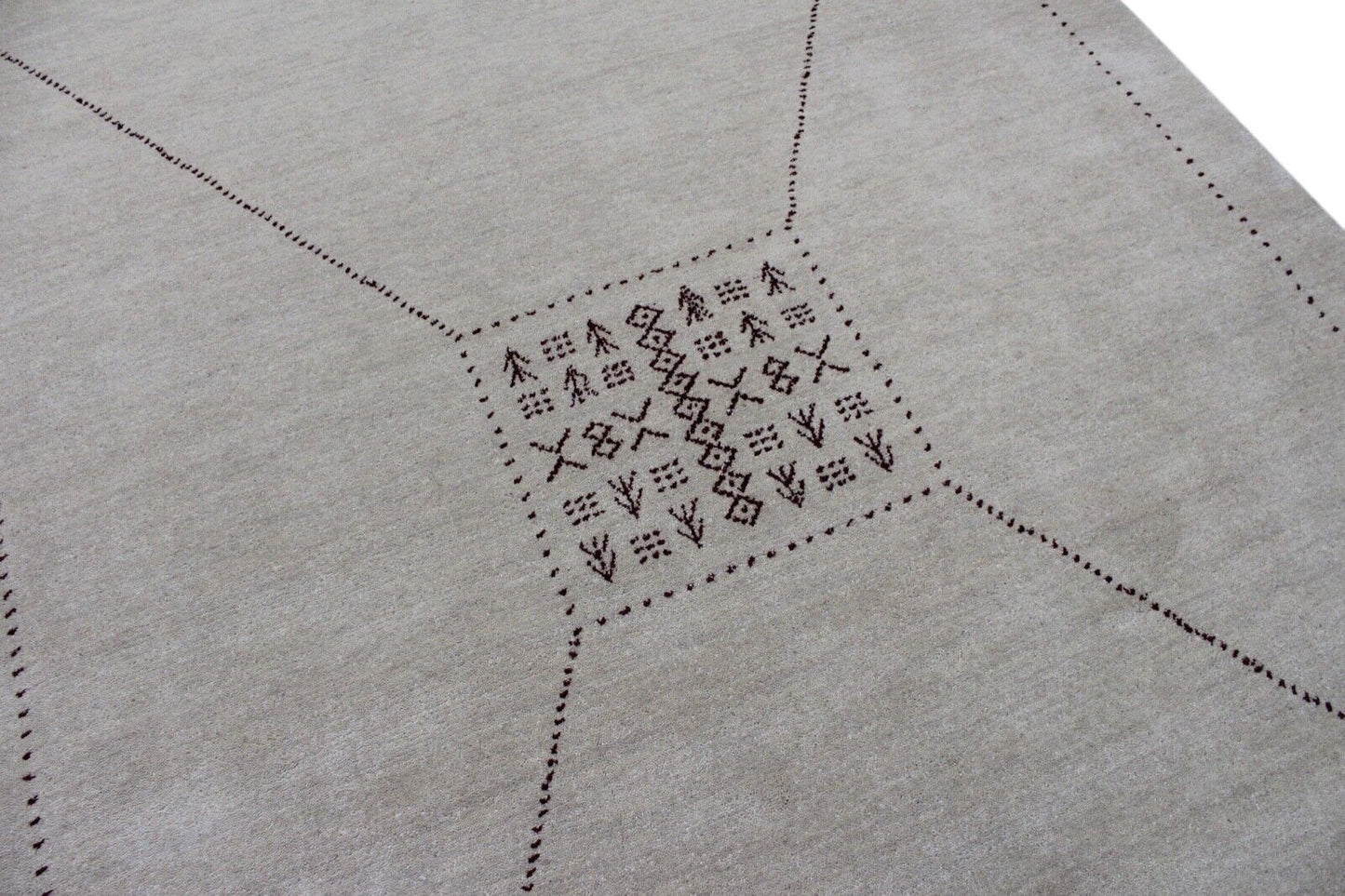 Gabbeh Teppich Beige 100% Wolle 170x240 cm Handgewebt Orientteppich R708