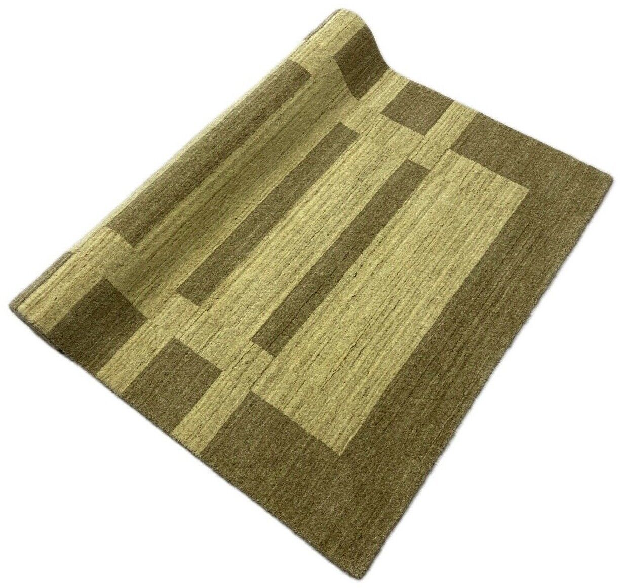 Gabbeh Teppich 100% Wolle Beige Grau Braun loom lori Handgewebt 126x188 cm S32