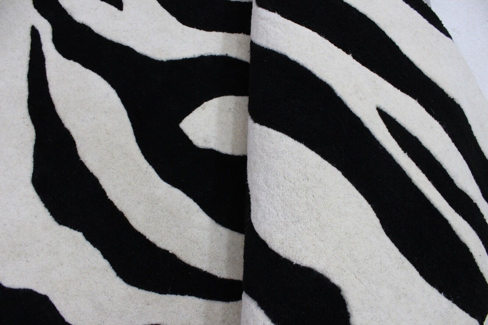 Schwarz Beige 100% Wolle Teppich 170X240 CM Handarbeit Handgetuftet Zebra ME-5