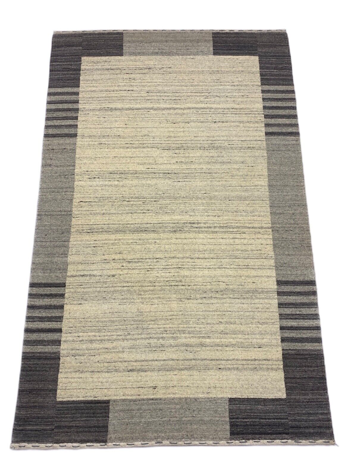 Teppich 100% Wolle Grau Beige lori Handgewebt 120x187 cm Naturwolle S122