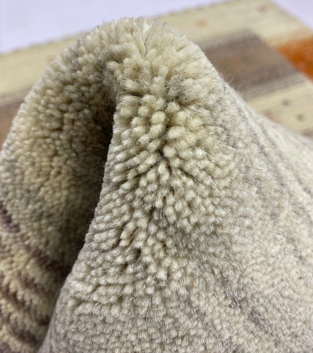 Gabbeh Teppich 100% Wolle Béžová Oranžová Blau loom lori Handgewebt 125x180 cm S111