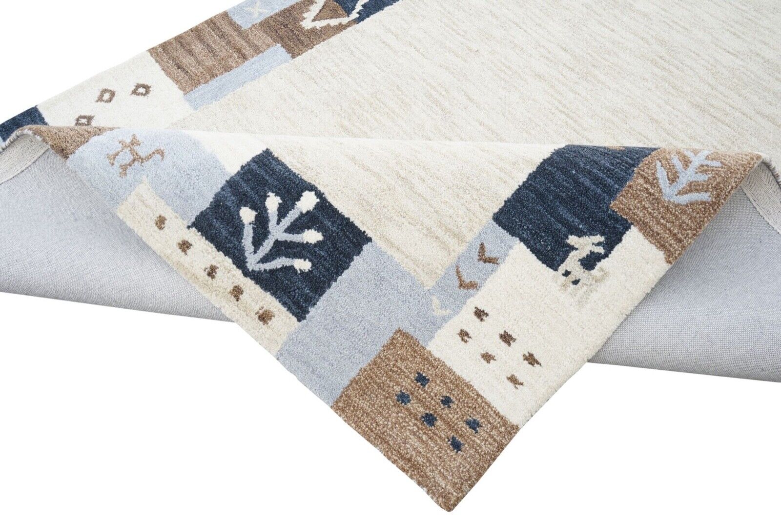 Gabbeh Teppich Beige elfenbeinfarbe 160X230 cm 100% Wolle Handgetuftet HT282