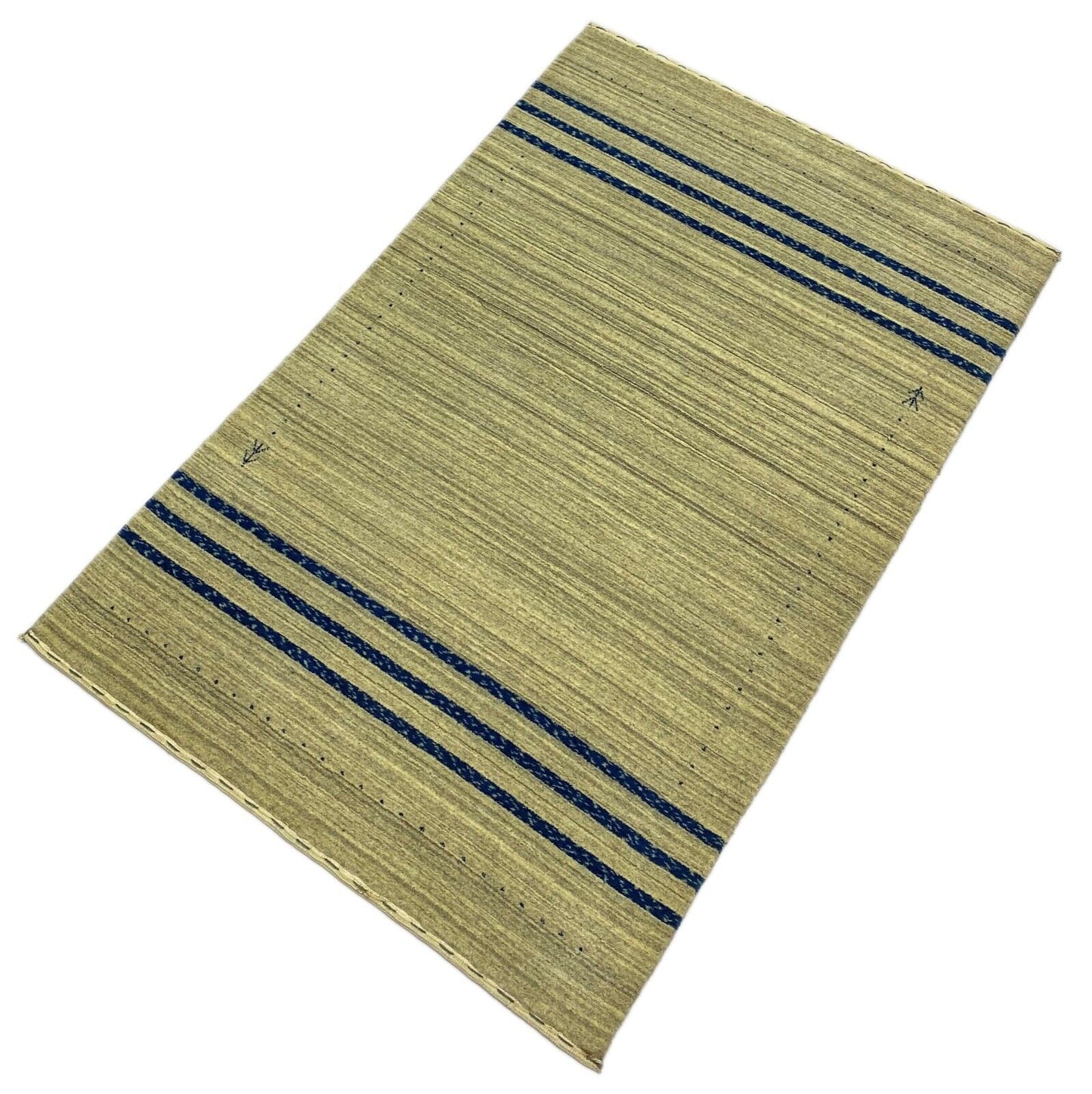 Gabbeh Teppich 100% Wolle Hell Grau Blau loom lori Handgewebt 120x180 cm S138