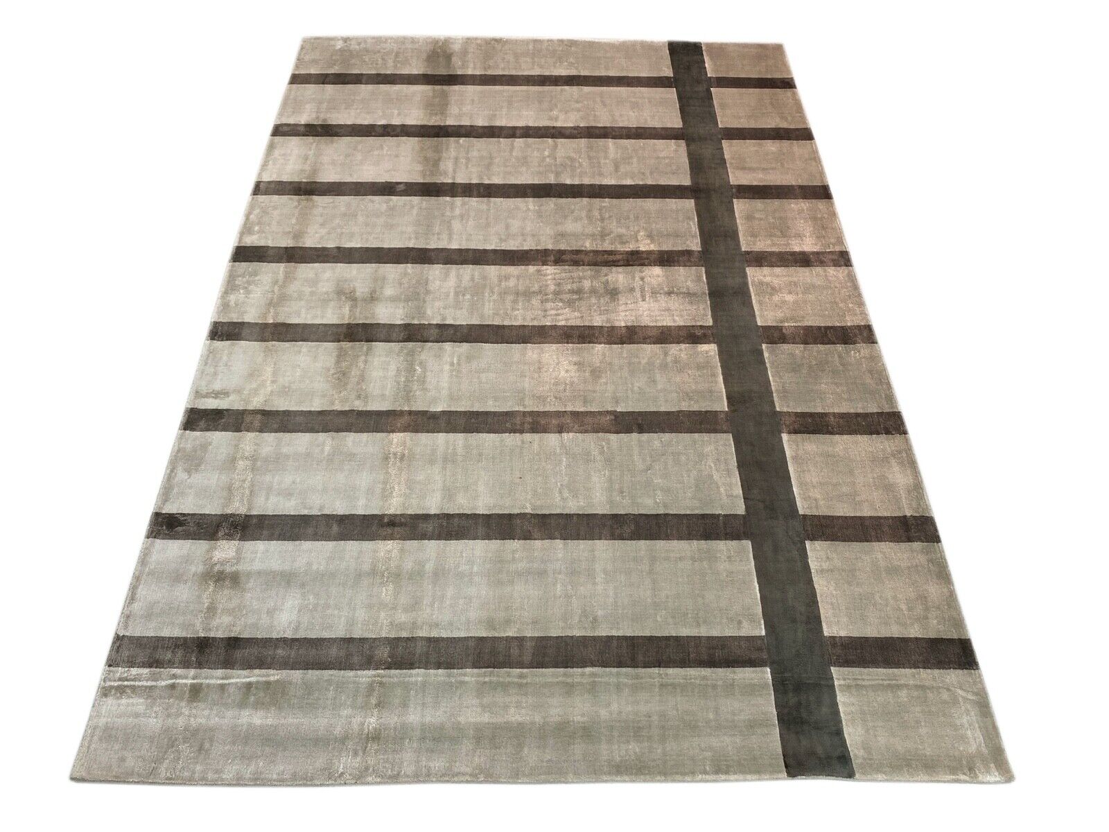 Tappeto orientale 200x300 cm beige marrone tappeto tessuto a mano in viscosa fatto a mano