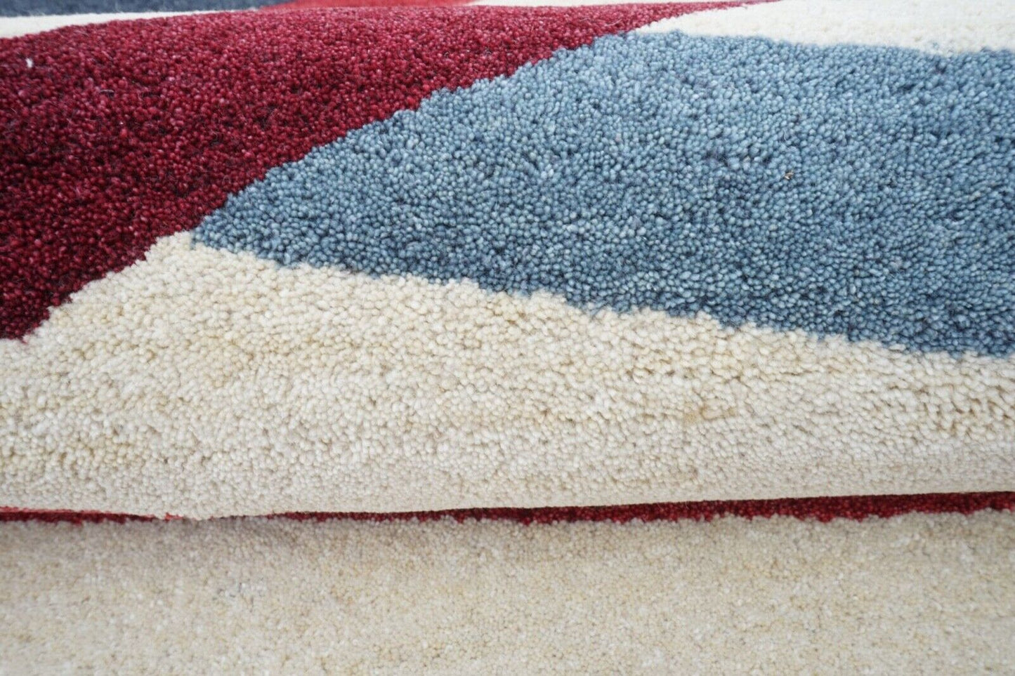 Rot Blau Beige Teppich 100% Wolle 160X230 cm Orientteppich Handgetuftet HT263