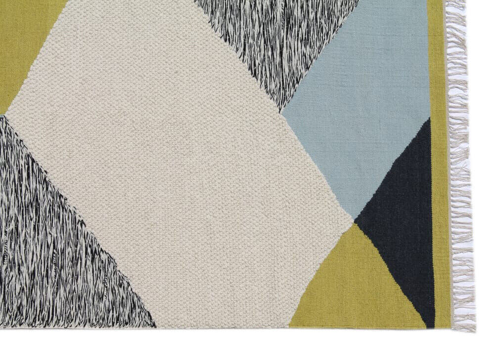 Kilim 100% wolle Teppich Handgewebt Gold Grün Beige Kelim 160X230 cm