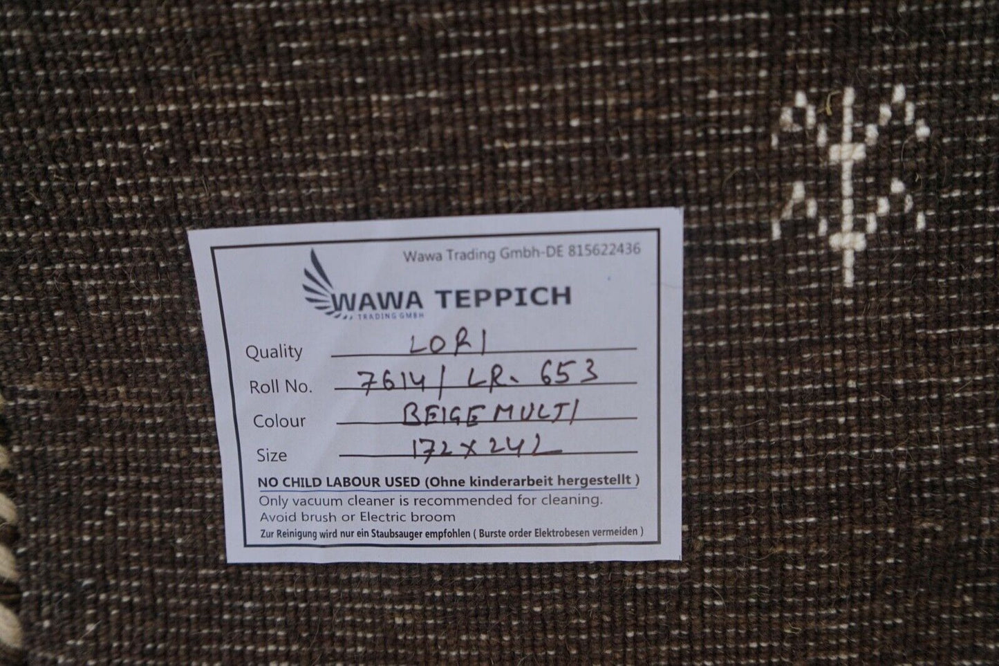 Gabbeh Teppich Beige Braun 100% Wolle 170x240 cm Handgewebt Lr653