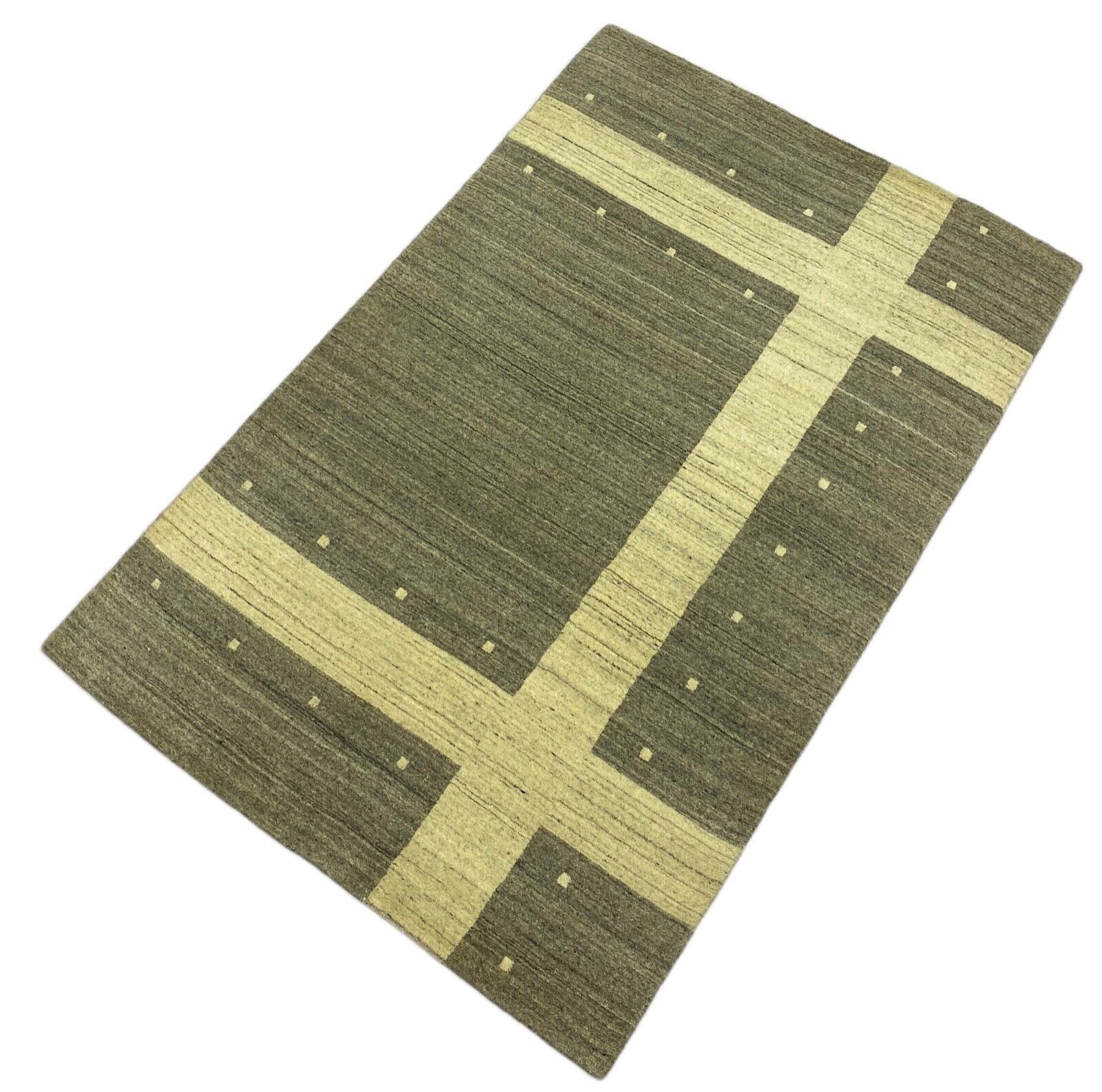 Teppich Gabbeh Beige Grau 100% Wolle lori Handgewebt 120x180 cm S83