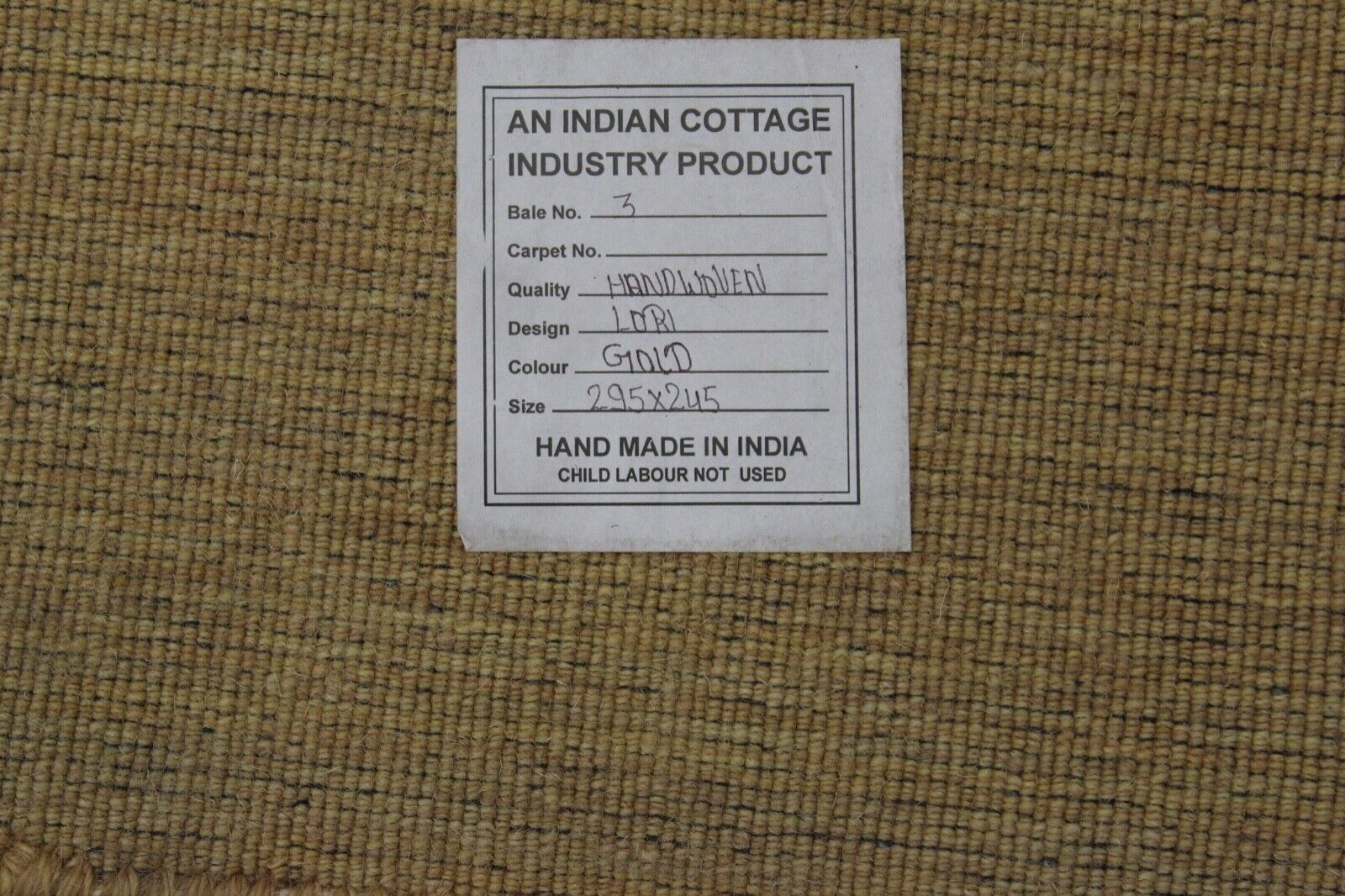 Gabbeh Teppich 100% Wolle 250X300 CM Beige HellGold Orientteppich 245x295 cm