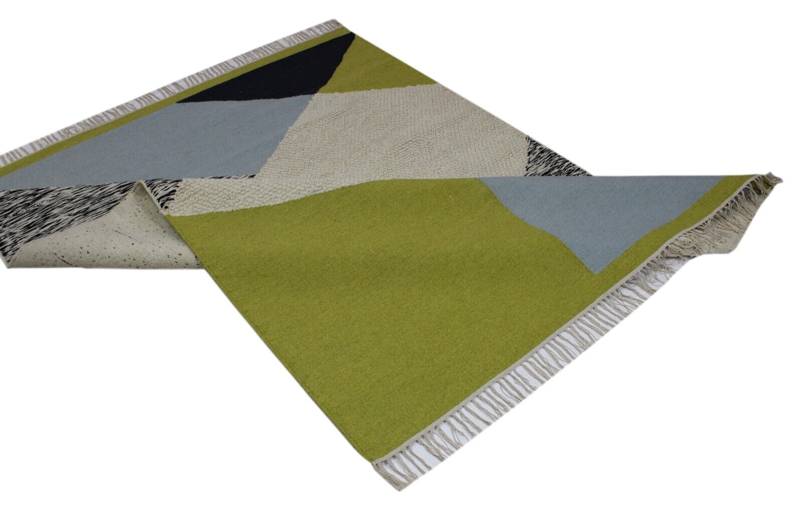 Kilim 100% wolle Teppich Handgewebt Gold Grün Beige Kelim 160X230 cm