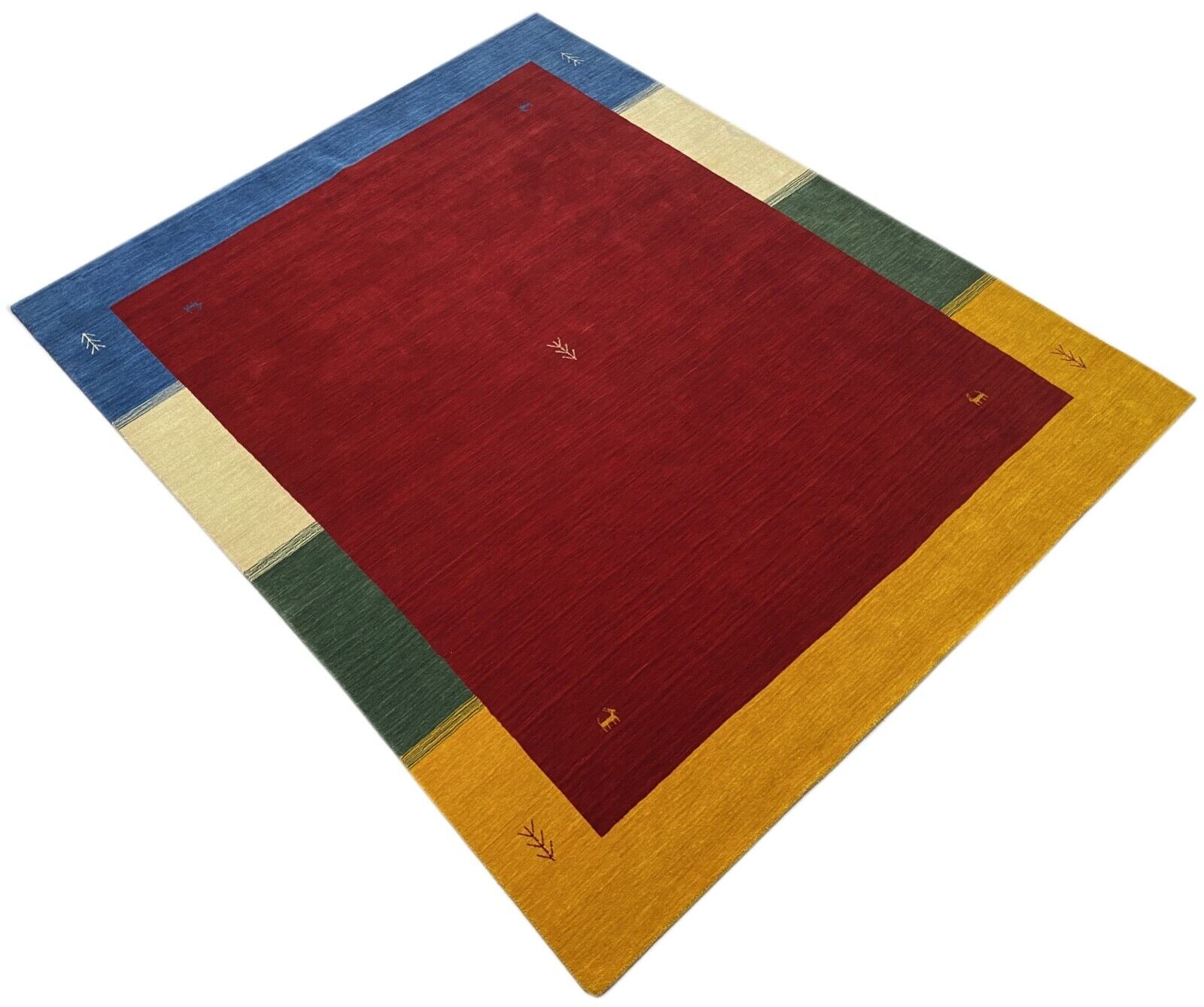 Gabbeh Teppich 100% Wolle 200x250 cm Rot Beige Handgewebt Orientteppich Bunt