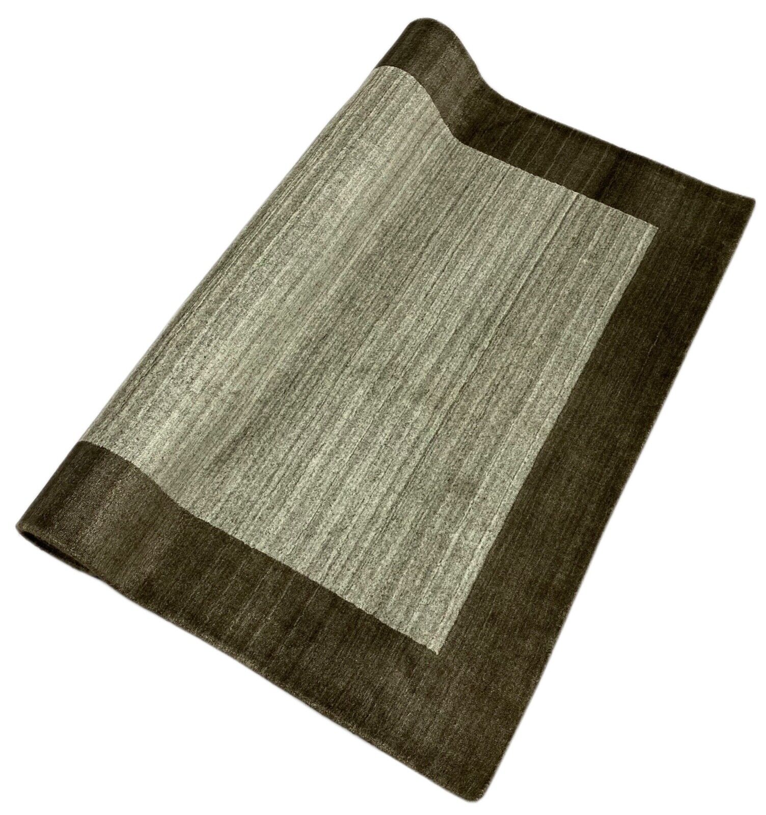 Grau Teppich 100% Wolle Braun Gabbeh Handgewebt 125x176 cm dp Garn S181