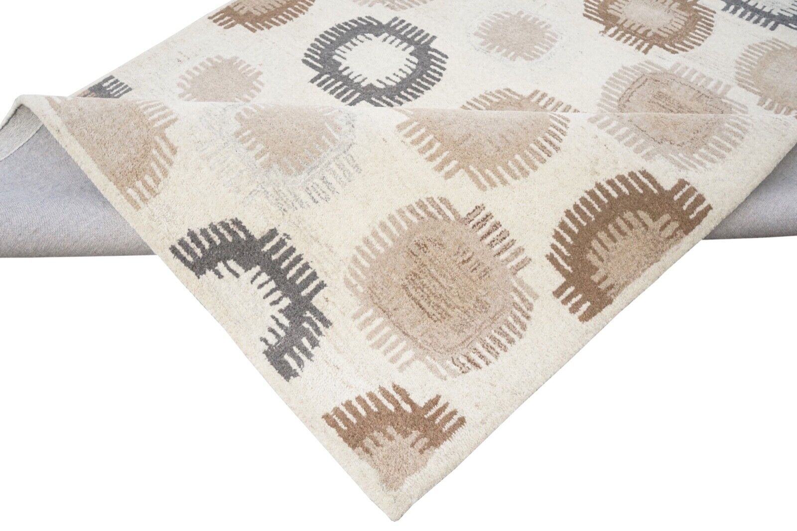 Beige Braun Grau Teppich 100% Wolle 160X230 cm Orientteppich Handgetuftet HT416