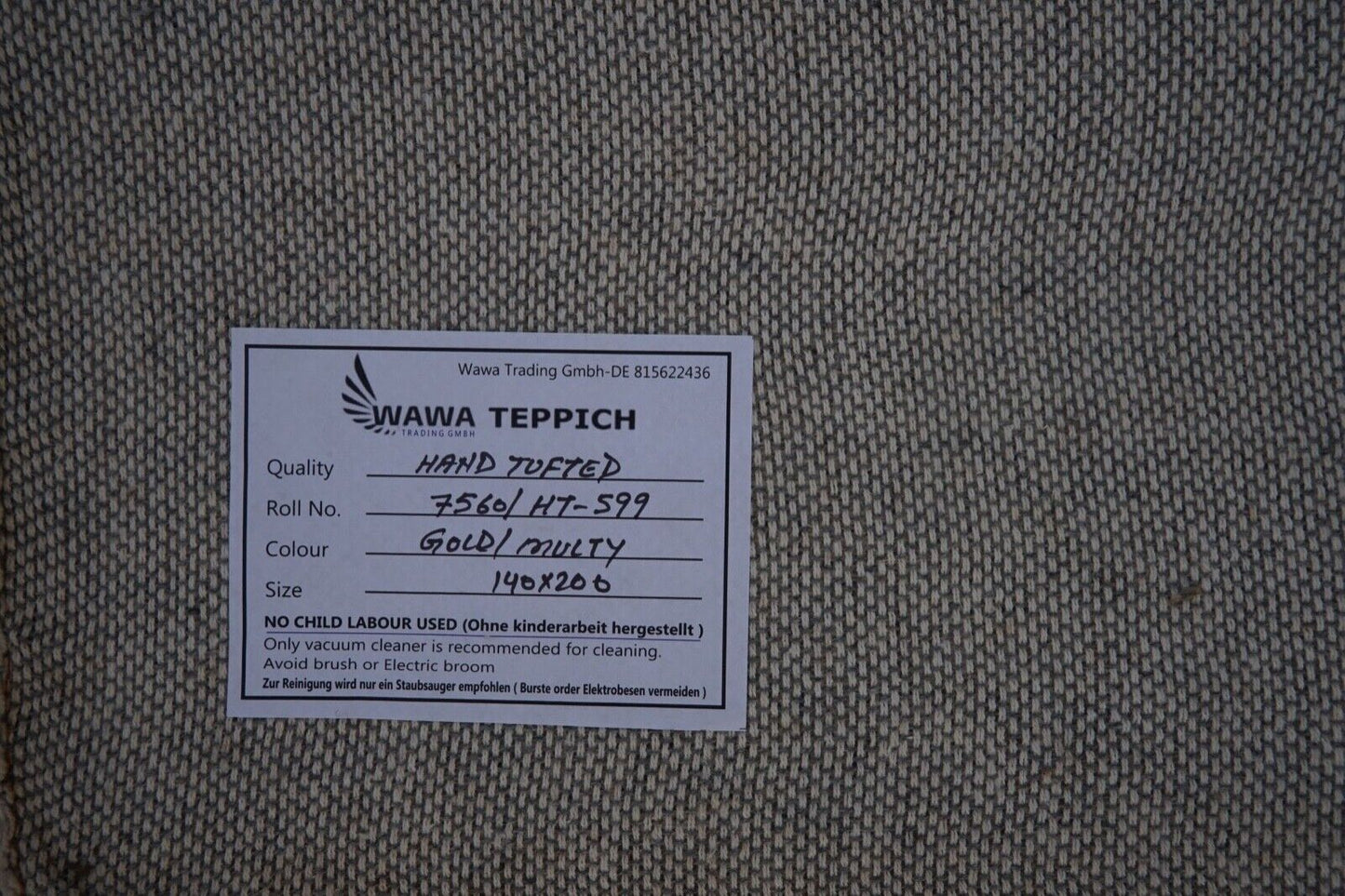 Braun Beige140X200 cm Teppich 100% Wolle Orientteppich Handgetuftet HT599