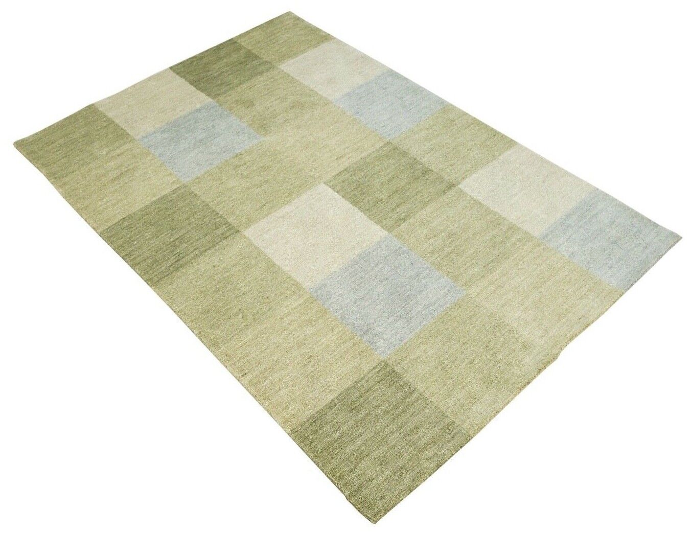 Grün Beige Teppich Handgewebt 100% Wolle 124x180 cm Orientteppich Lori Lr448