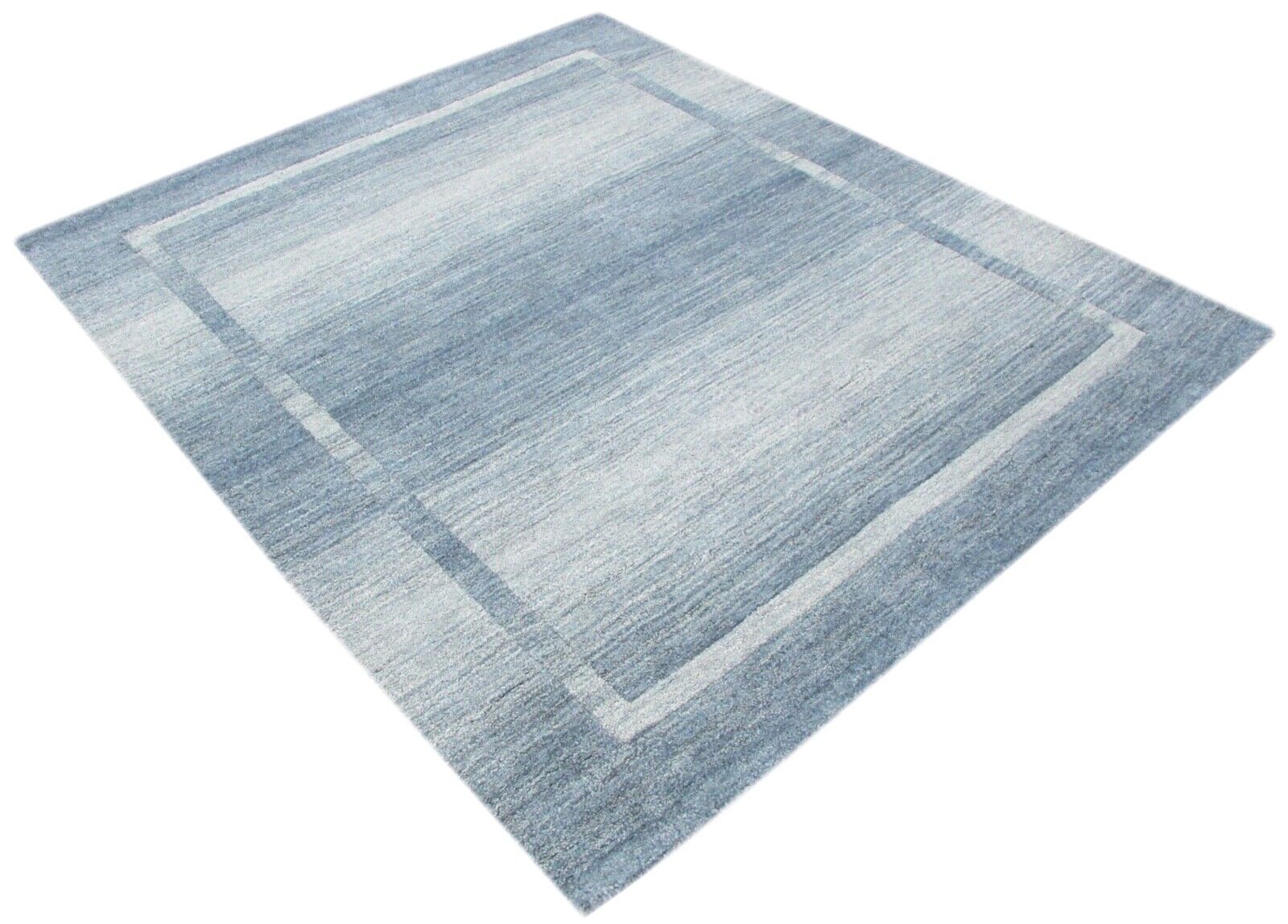 Teppich 100% Wolle Blau Grau hell lila 155X180 cm Handarbeit Loom T885