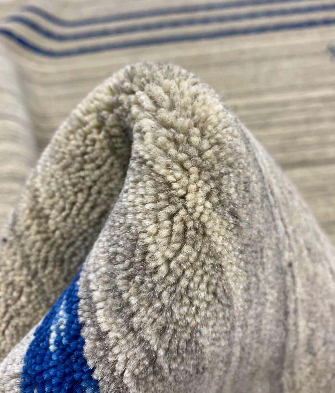 Gabbeh Teppich 100% Wolle Hell Grau Blau loom lori Handgewebt 120x180 cm S138