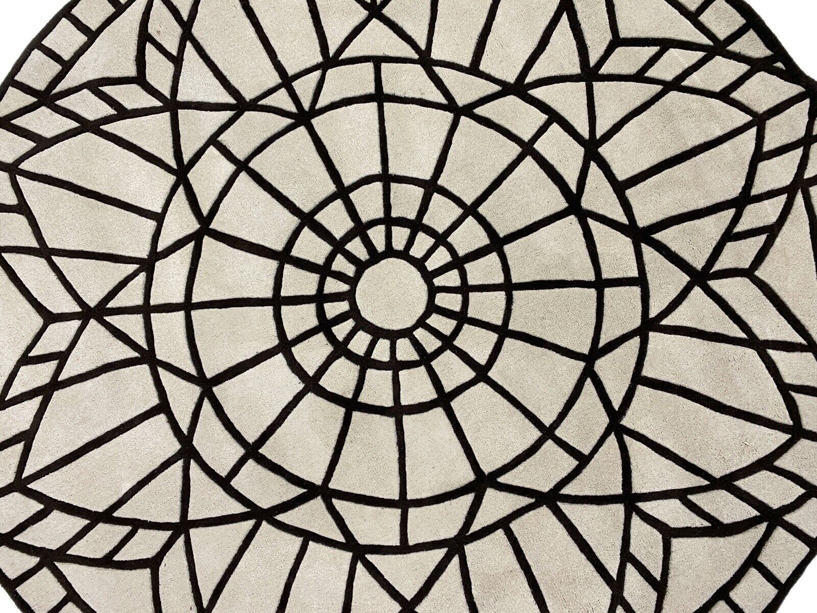 Tappeto rotondo, 100% lana, beige, annodato a mano, circa 220 x 220 cm, tappeto orientale, moderno