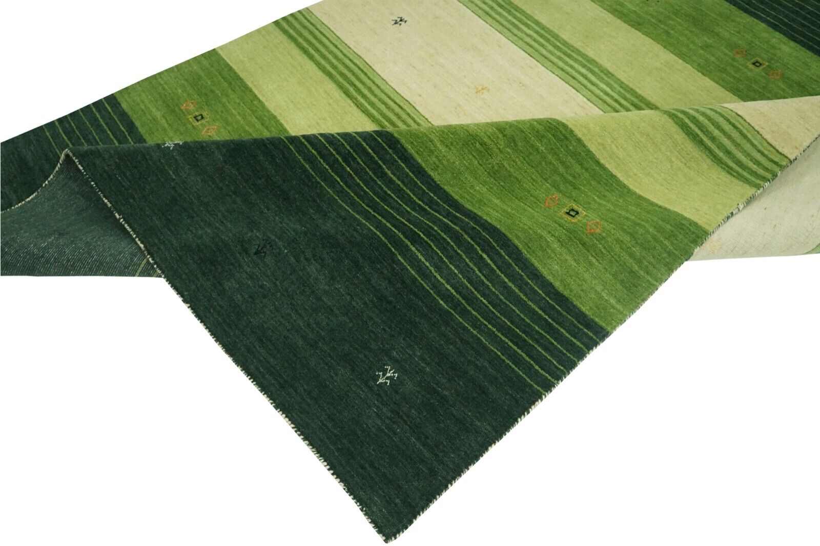 Gabbeh Rug Green 100% Wool 170x240 cm Handwoven Oriental Rug Lr500