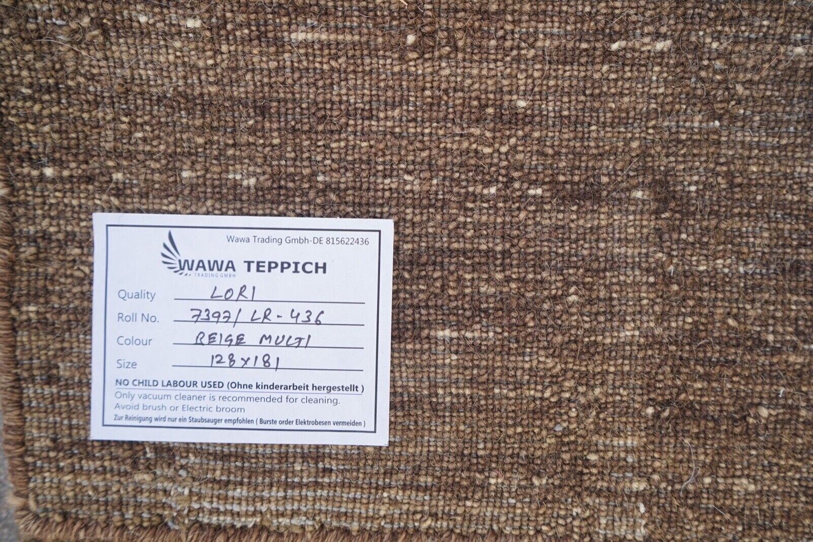 Beige Teppich Braun Handgewebt 100% Wolle 128x180 cm Orientteppich Lori Lr436