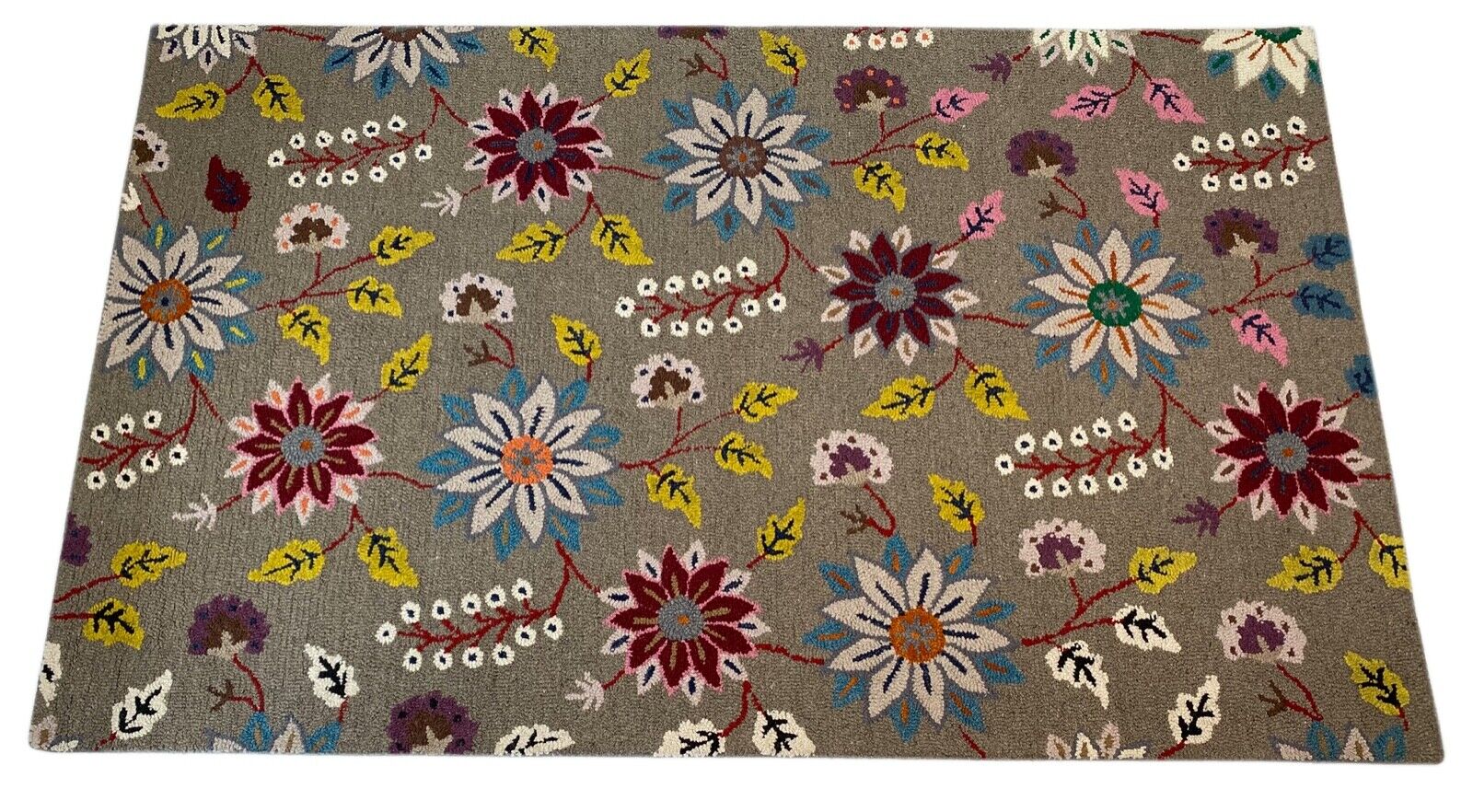 Designer Teppich Grau Gelb 100% Wolle Handarbeit Orient 150X240 CM MH933