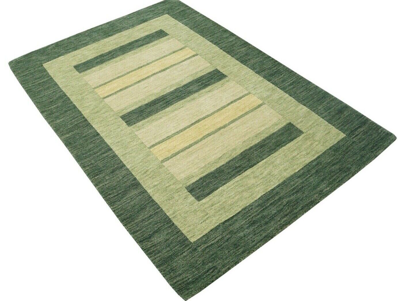 Grün Beige 140X200 cm Teppich 100% Wolle Orientteppich Handgetuftet HT617