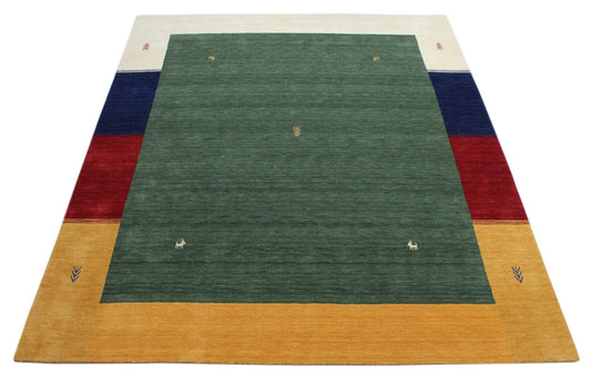 Orientteppich Gabbeh Grün Loom Teppich Handgefertigt 100% Wolle 250X300 CM