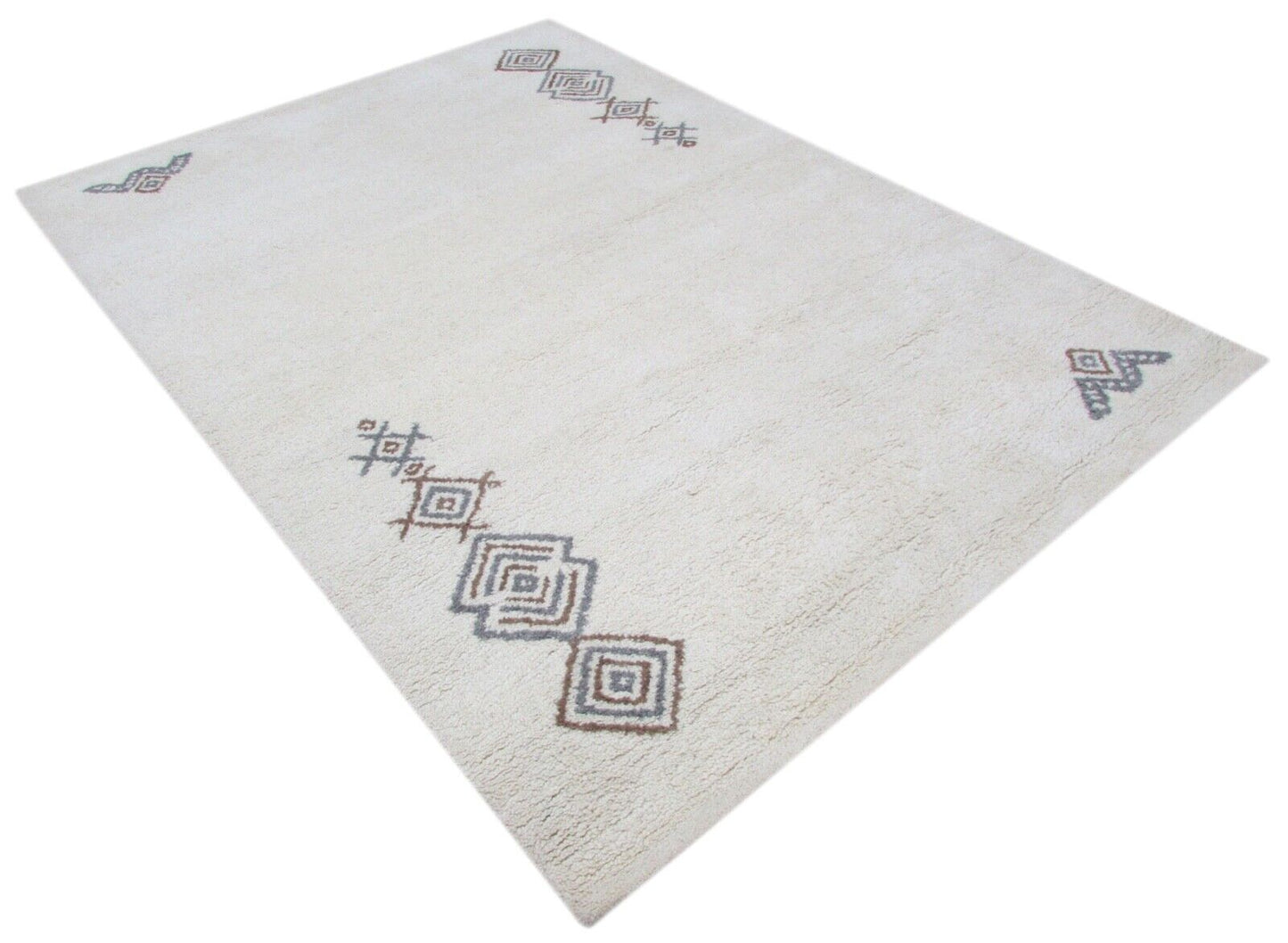 Teppich 100% Wolle 160X230 cm Modern Design Handgetuftet Beige Grau T844