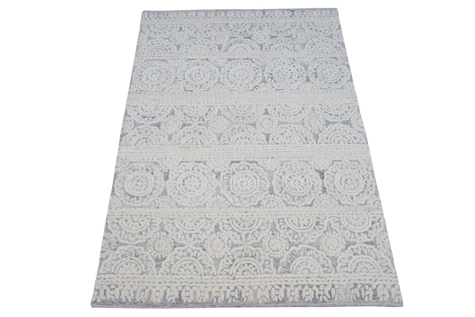 Bež slonokoščena preproga 160x230 cm 100 % volna orientalska preproga ročno tkana HT369