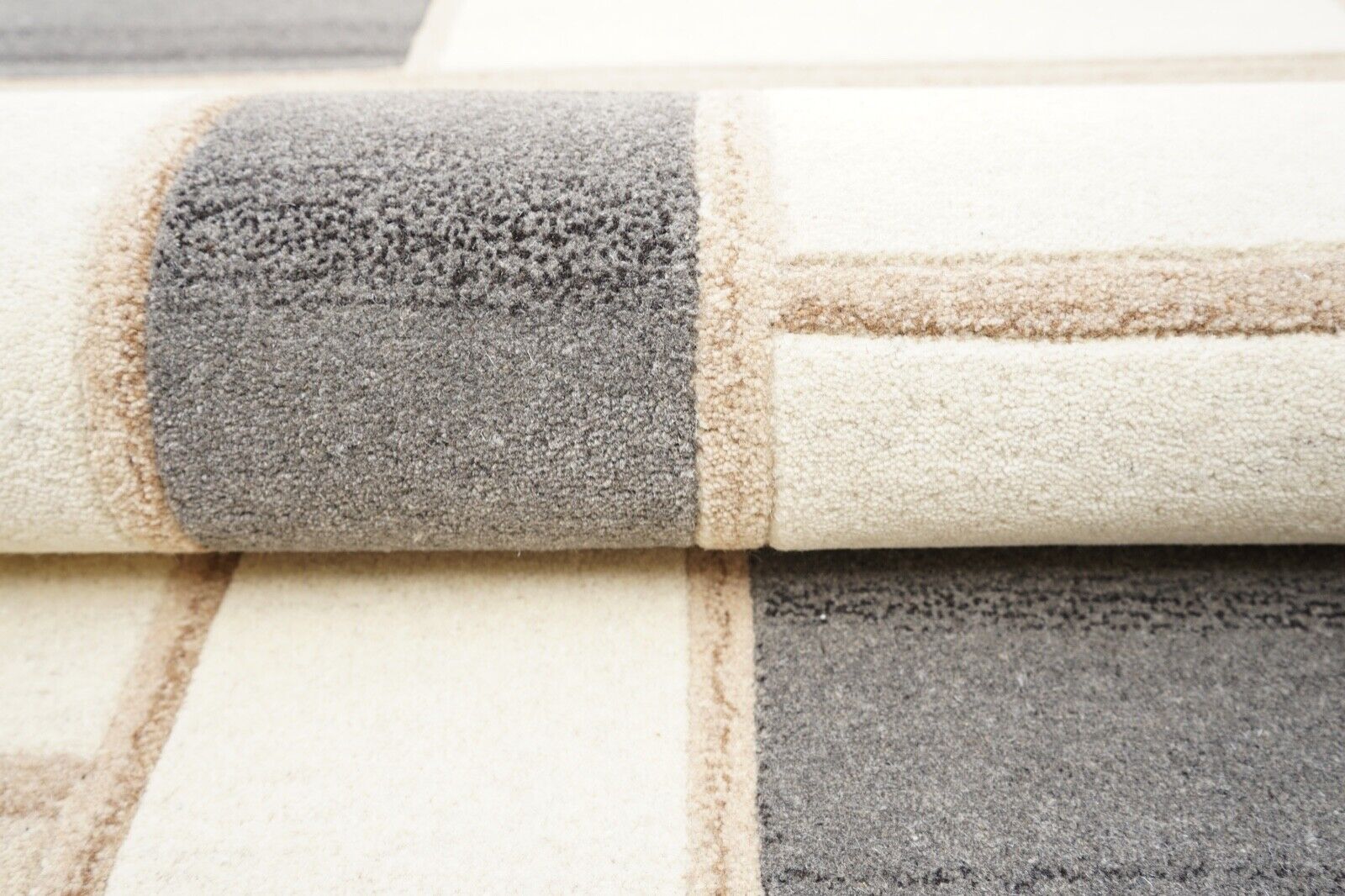 Teppich 100% Wolle Grau Braun 160X230 cm Natürliche Wolle Handgetuftet HT196