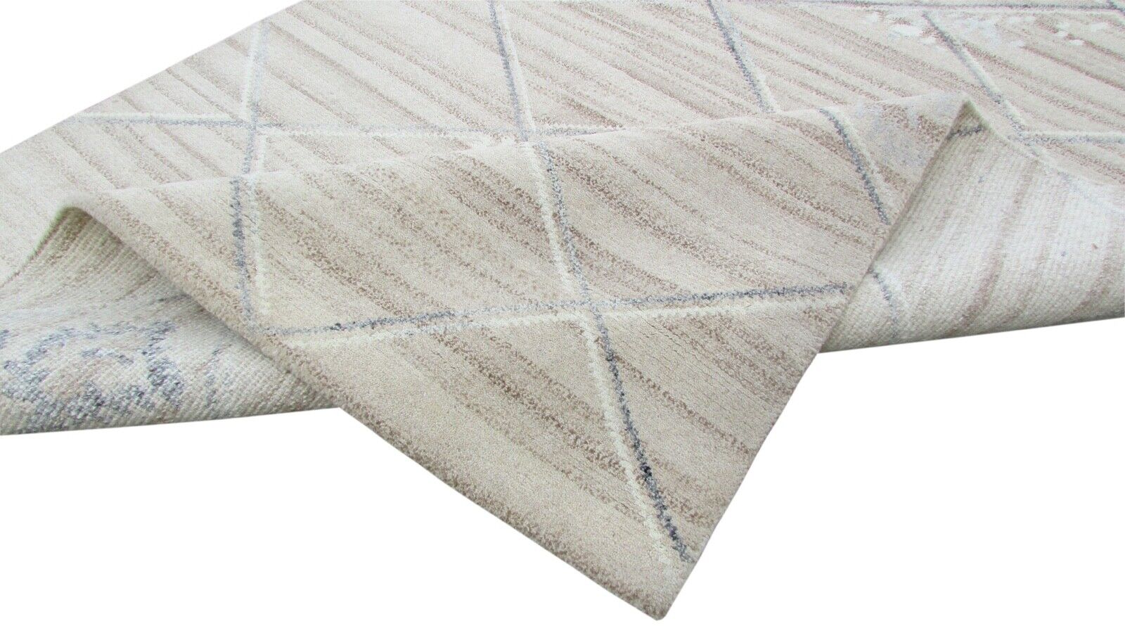 Nepal Teppich Handgeknüpft Beige Braun 100% Wolle Orientteppich 165x227 cm N-39