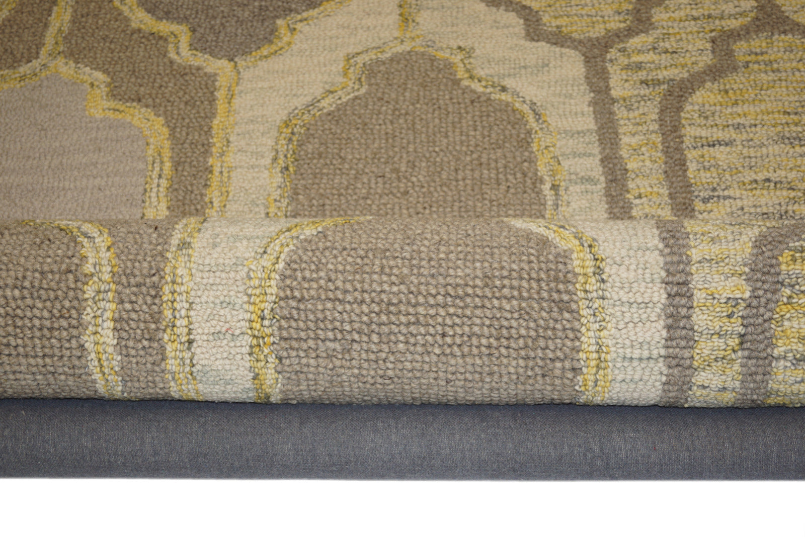 Teppich 100% Wolle 150X240 CM Braun Gelb Handarbeit Handgetuftet Loop MH847