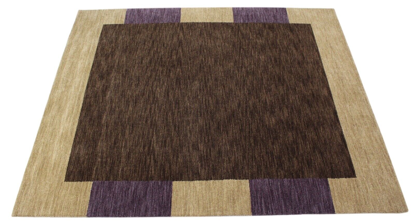 Gabbeh Teppich 100% Wolle 200X250 CM Orientteppich Handgefertigt Lila Beige