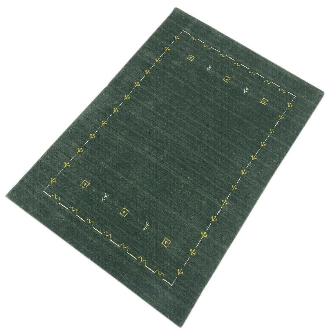 Gråt Gabbeh-tæppe i uld og viskose, fint orientalsk tæppe, håndvævet 120x180 cm wr99