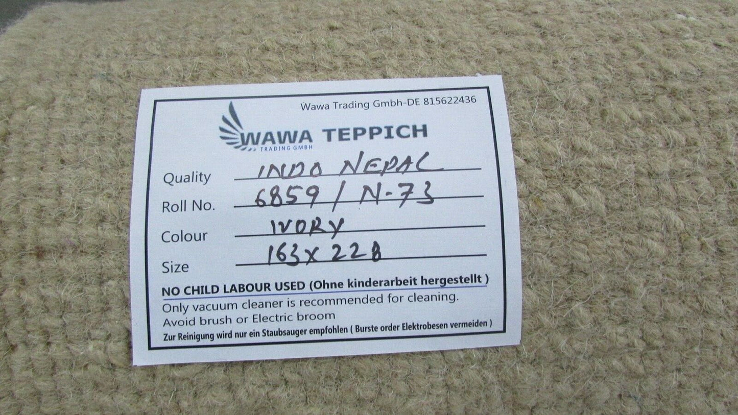 Nepal Teppich Handgeknüpft Braun Beige 100% Wolle Orientteppich 163x228 cm N-73
