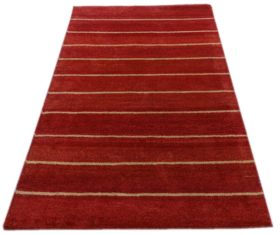 Gabbeh Teppich Handgeknüpft 100% Wolle Rot Beige Orientteppich 122X182 CM M99