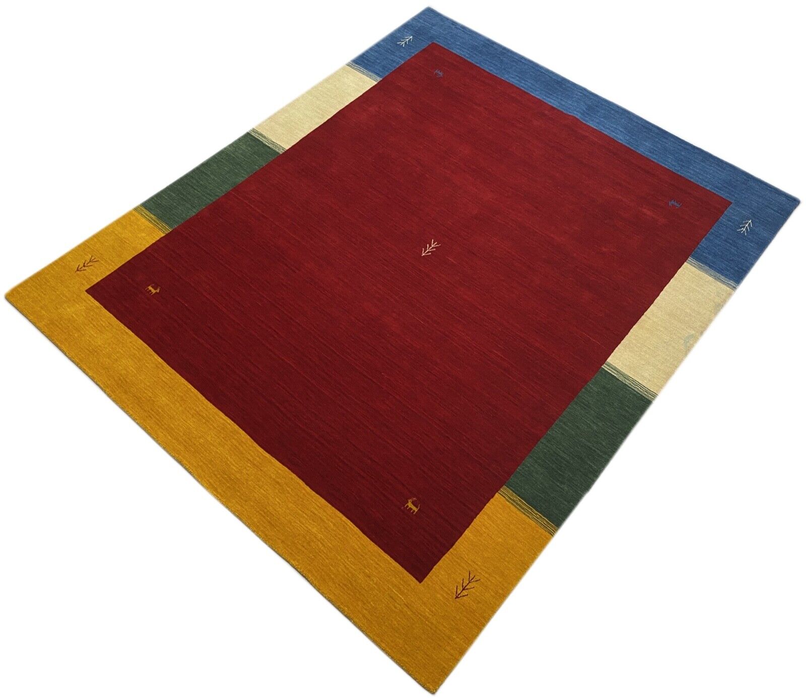 Gabbeh Teppich 100% Wolle 200x250 cm Rot Beige Handgewebt Orientteppich Bunt