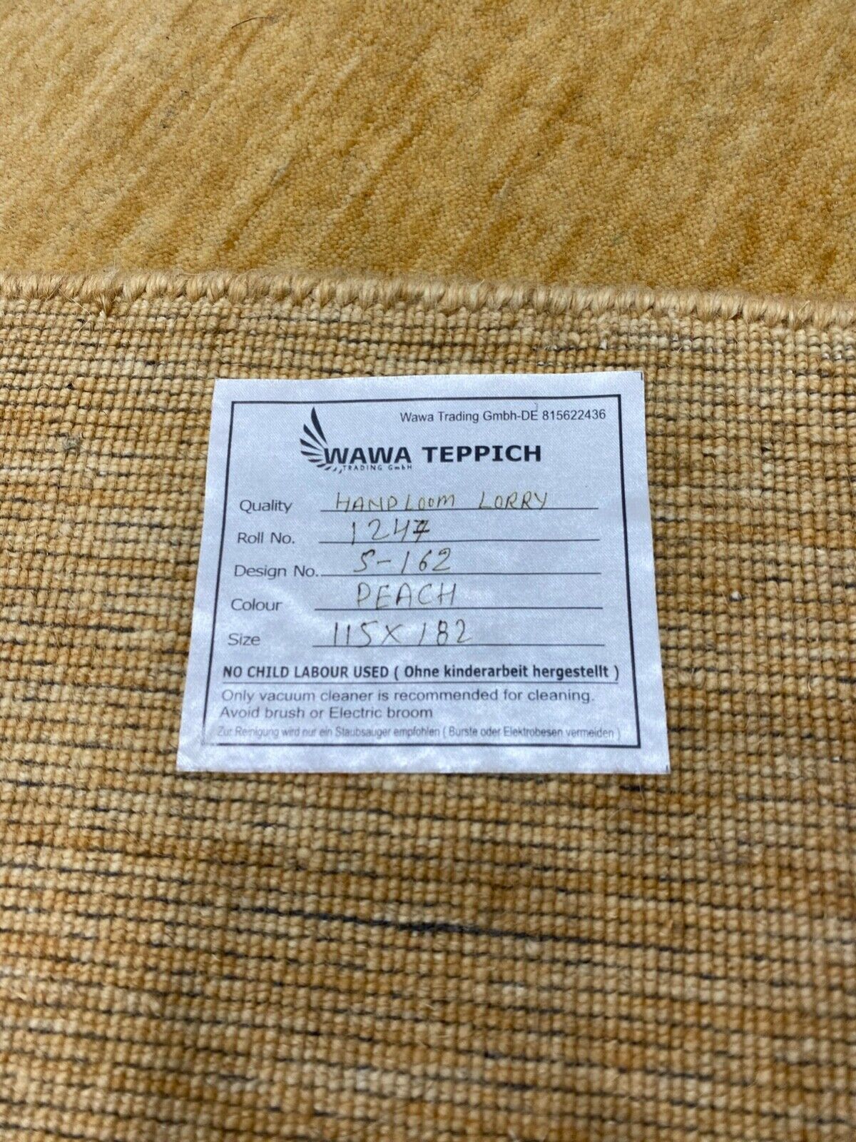 Pfirsichfarbe Beige Teppich 100% Wolle Gabbeh lori Handgewebt 115x182 cm S162
