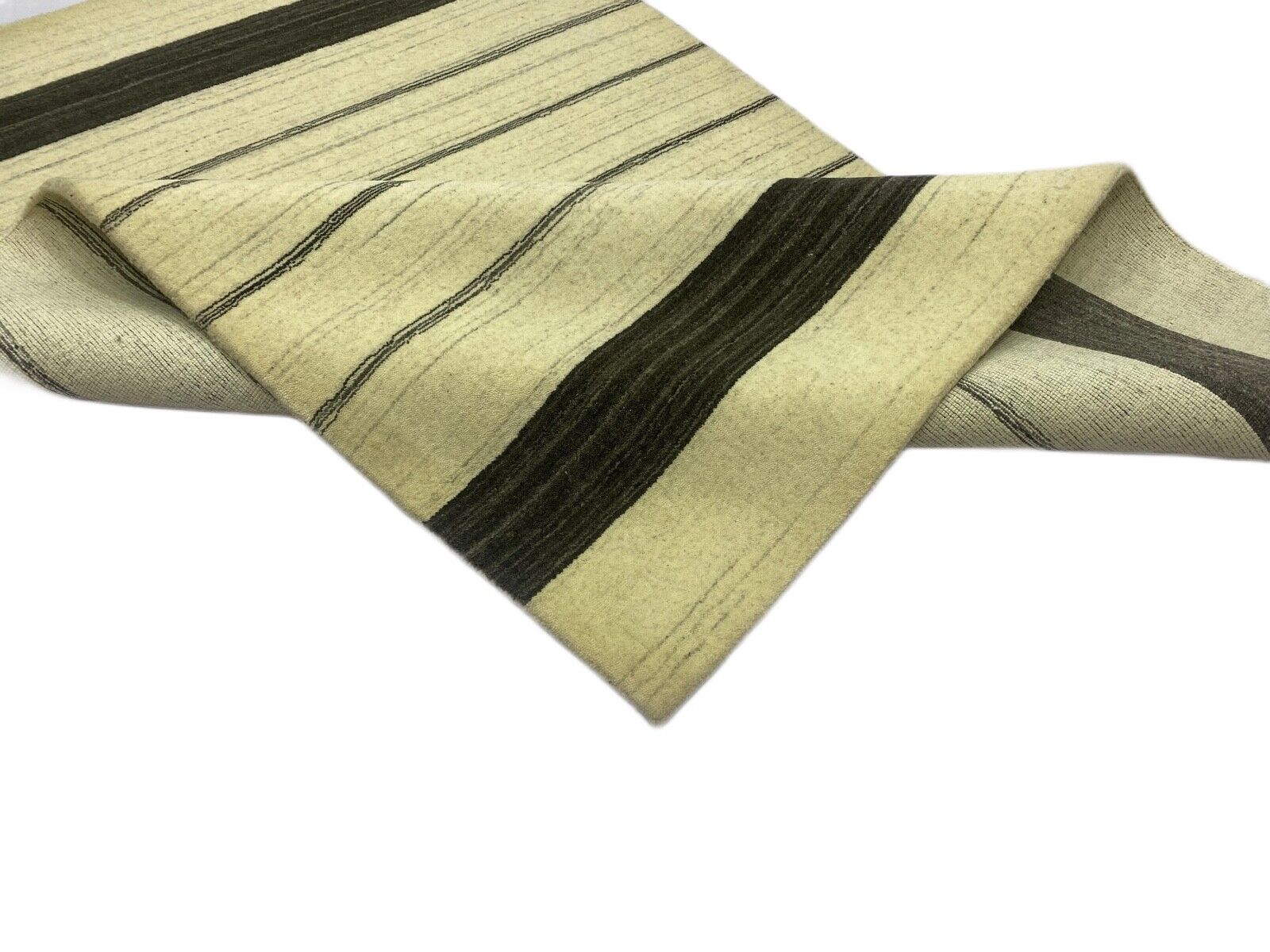 Teppich 100% Wolle Grau Beige Gabbeh lori Handgewebt 124x182 cm Naturwolle S95