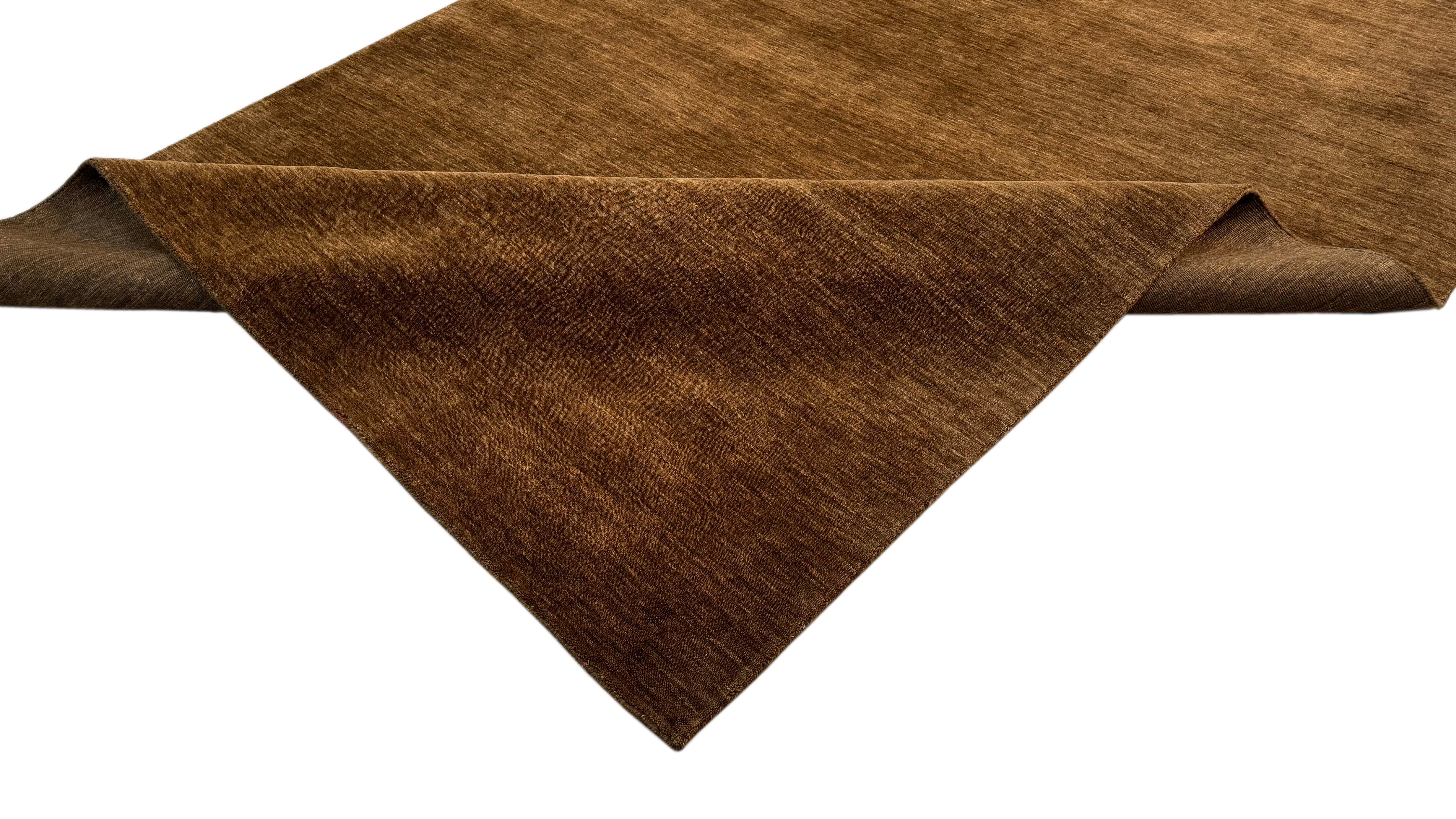 Braun Gabbeh Teppich Uni 100% Wolle Orientteppich Handgewebt  Loom Brücke AN3