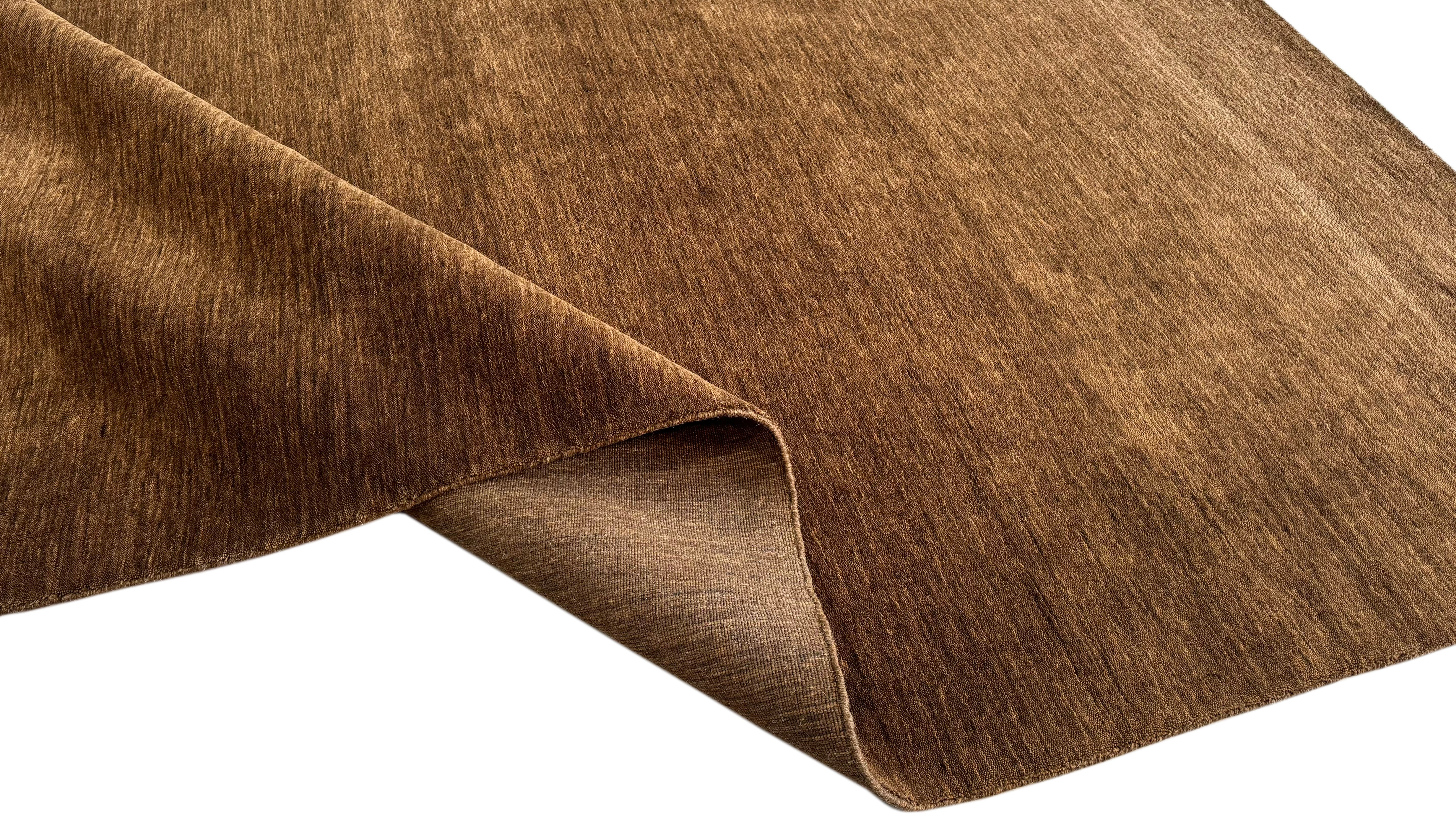 Braun Gabbeh Teppich Uni 100% Wolle Orientteppich Handgewebt  Loom Brücke AN3