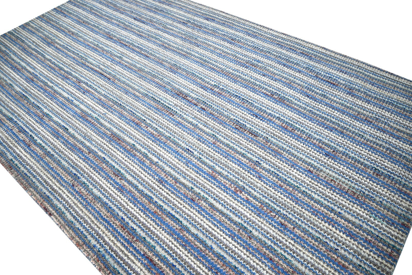 Tapis tissé à la main 150x240 cm, bleu, aspect brillant, laine, plat, salon SH110