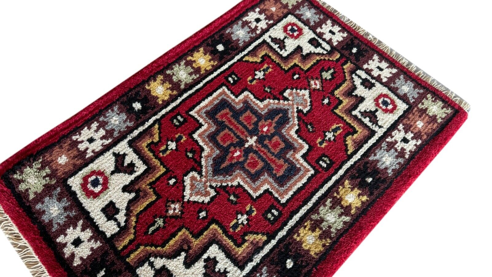 Handgeknüpft Fußmatten 40X60 CM Brücke Automatten Teppich 100% Wolle Rot PH11