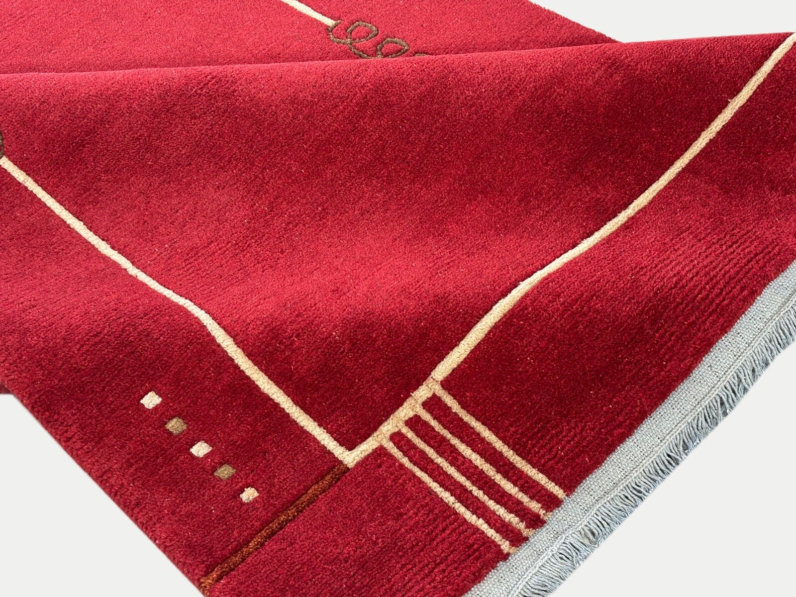 Rot Teppich Indo Nepál Handgeknüpft 100% Wolle 160X230 cm Orientteppich R19B 