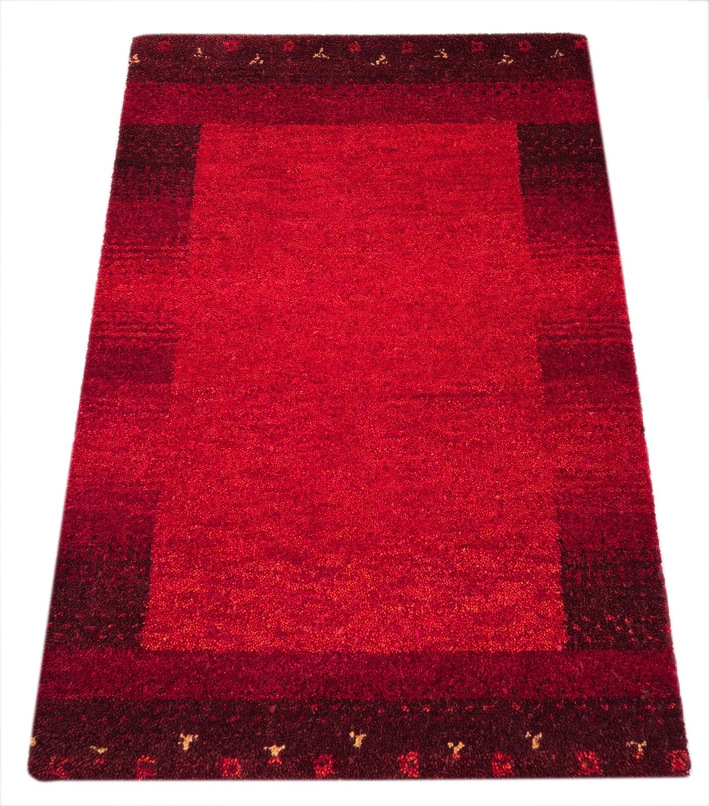 Hand-knotted Gabbeh rug, 60x90 cm, dark red, modern, 100% wool, R71 