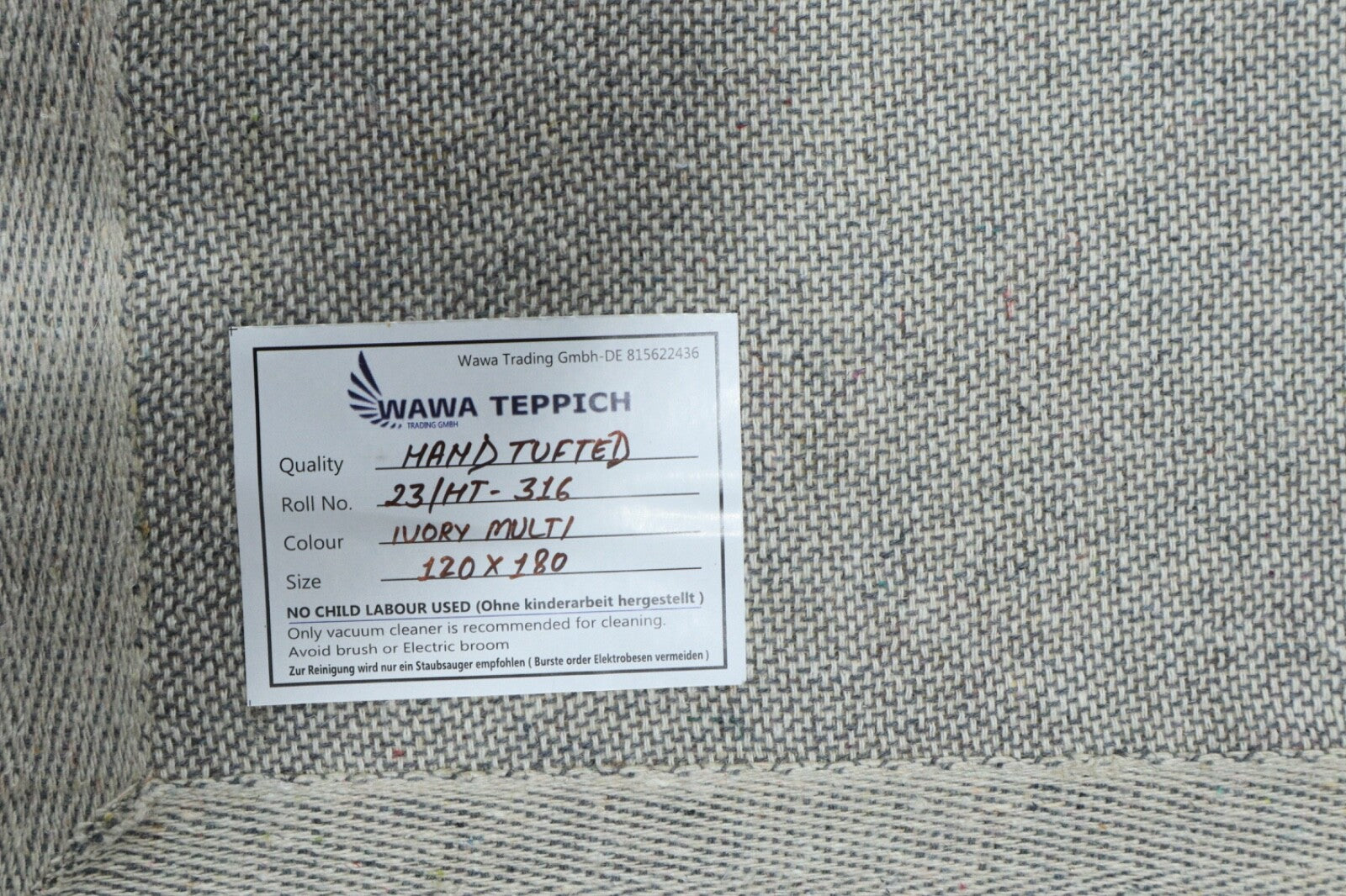 Wollteppich 120x180 béžový bunt Ethno Marokko Teppich Handgetuftet Modern HT316