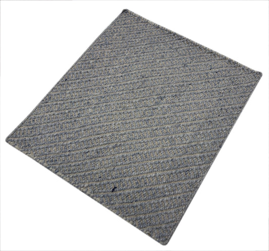 Teppich Flachgewebe – Handgefertigt aus Wolle & Baumwolle 60x67 cm Beige Grau